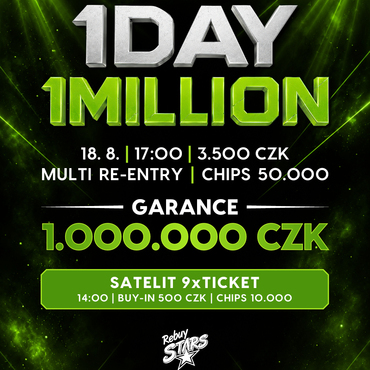 Rebuy Stars Kladno: V úterý se bude v Oaze hrát o 1.000.000 Kč - na programu je 1 Day 1 Million
