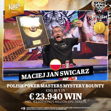 King's: Polish Poker Masters má polského vítěze, stal se jím Maciej Swicarz