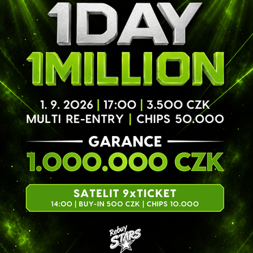 Rebuy Stars Kladno: Úterý bude v Oaze patřit jednodennímu milionovému eventu, 1 Day 1 Million
