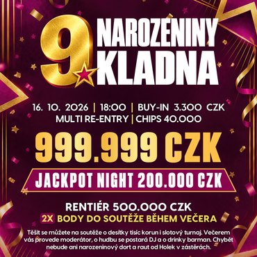 Rebuy Stars OAZA slaví deváté narozeniny! V pátek poker o 999.999 Kč!