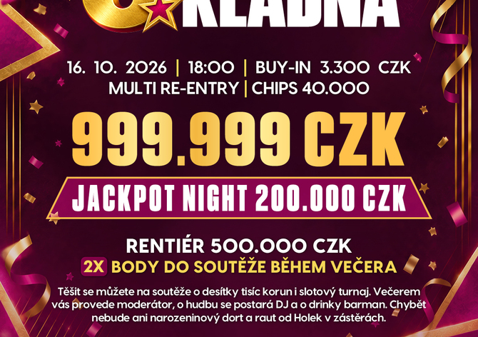 Rebuy Stars OAZA slaví deváté narozeniny! V pátek poker o 999.999 Kč!