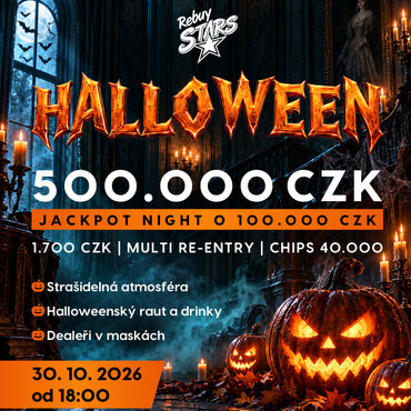 Rebuy Stars Kladno: Pátek v Oaze nabídne Halloween s turnajem o 500.000 Kč!