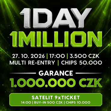 Rebuy Stars Kladno: Další vydání turnaje 1 Day 1 Million v úterý v Oaze