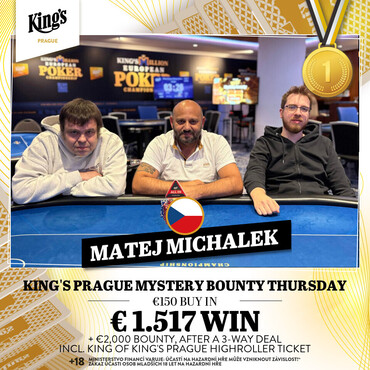 Hilton: Deal ve třech s vítězným Matějem Michálkem ve čtvrtečním Mystery Bounty eventu