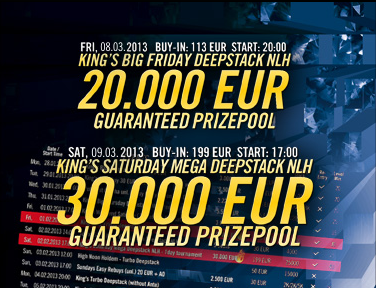 King‘s bude o víkendu hostit deepstack turnaje s garancí přes €50.000