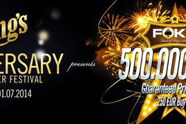 Kvalifikujte se denně přes PokerStars na King&#039;s Anniversary Midsummer Festival €500K GTD