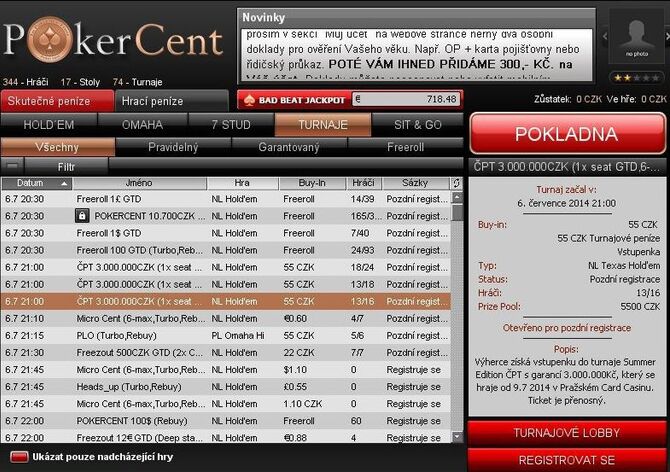 PokerCent posílil traffic a spouští satelity na živé turnaje