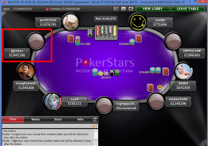 WCOOP: Česká jízda pokračuje! Další final table přidal JJ@ames