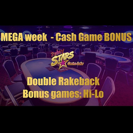 Cash Game Bonus v Rebuy Stars Casino Luka: Double Rakeback a Bonusové hry: Hi-Lo