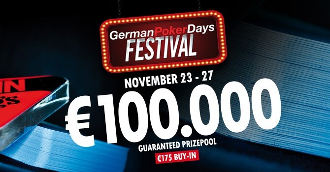 German Poker Days jsou zpět – Main-Event garantuje €100.000 za €155+20!