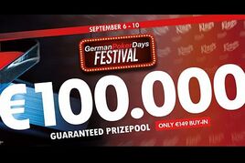 German Poker Days jsou zpět – Main Event garantuje €100.000 za €149!