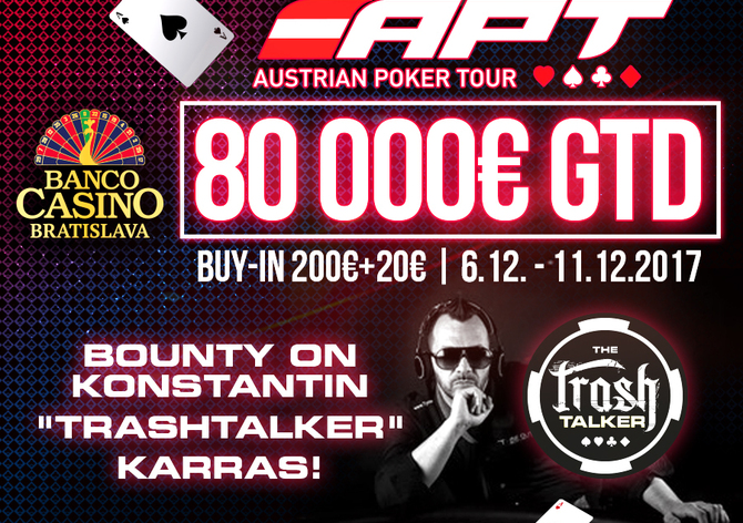 Ve středu odstartuje poslední velký turnaj na Slovensku roku 2017 – Austrian Poker Tour €80K GTD
