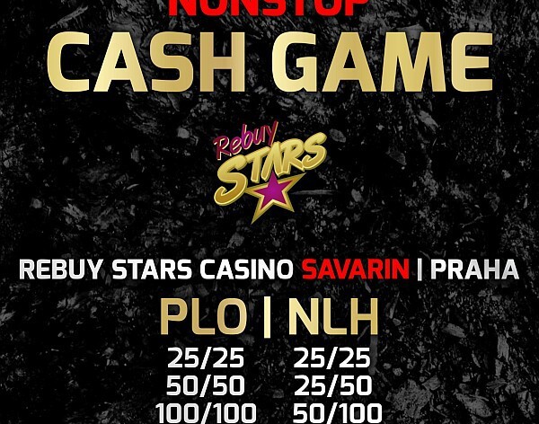 Nonstop Cash game v centru Prahy jedině v Rebuy Stars s rakebackem 250.000 Kč
