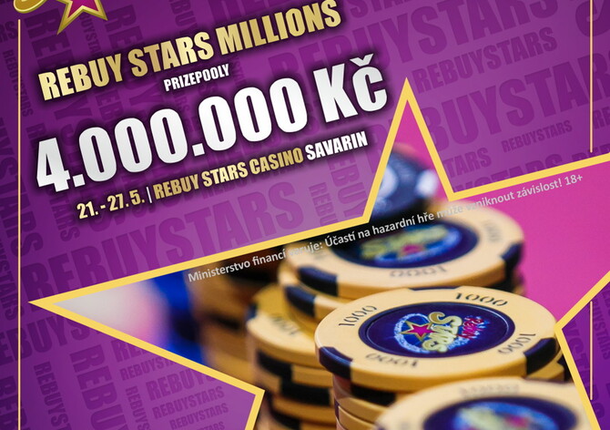 Rebuy Stars Millions s vysokými prize pooly 4.000.000 korun