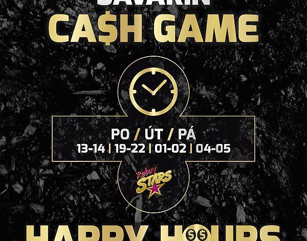 CASH GAME Happy Hours nově v Savarinu! Luxusní bonusy doplní týdenní rakeback 150.000 Kč!
