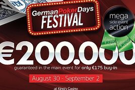Německé pokerové dny přináší do King&#039;s Main Event s garancí €200K!