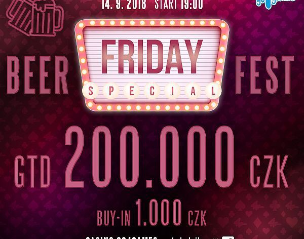 Friday Super Special v Olomouci: Pivní slavnost a poker turnaj s garancí 200.000 Kč