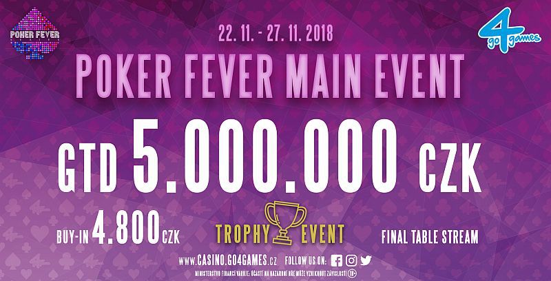 Poker Fever Main Event - poker turnaj s garancí 5.000.000 Kč