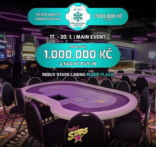 Pilsen Winter Poker Festival o 1.500.000 Kč v lednu obsadí Rebuy Stars Casino Plzeň Plaza!