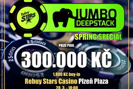 Rebuy Stars v Plzni ovládne ve čtvrtek speciál JUMBO DeepStack s cenovkou 300.000 Kč! 