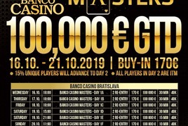 Bratislava: Jubilejní 20. vydání Banco Casino Masters €100.000 GTD startuje!