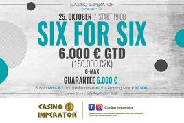 Six for six! Víkendový Imperator přichází se 6-max eventem €6.000 GTD!