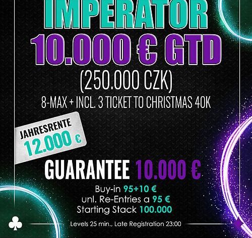 Tento týden v Imperatoru o více než čtvrt milionu, lístky do vánočního €40K a losování o €12K rentu!