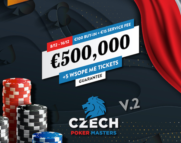 Rekordní Czech Poker Masters se vrací. Za €100 o miliony! Hrajte také online!