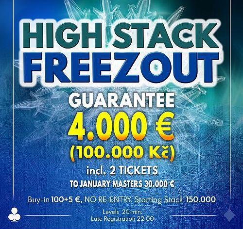 Dolní Dvořiště: Páteční High Stack Freezeout o 100.000 Kč!