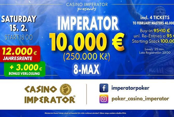 O víkendu v Imperatoru páteční Omaha, sobotní garance €10K či losování roční renty