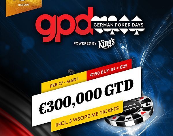 Německé pokerové dny přináší do King&#039;s Main Event s garancí €300K!